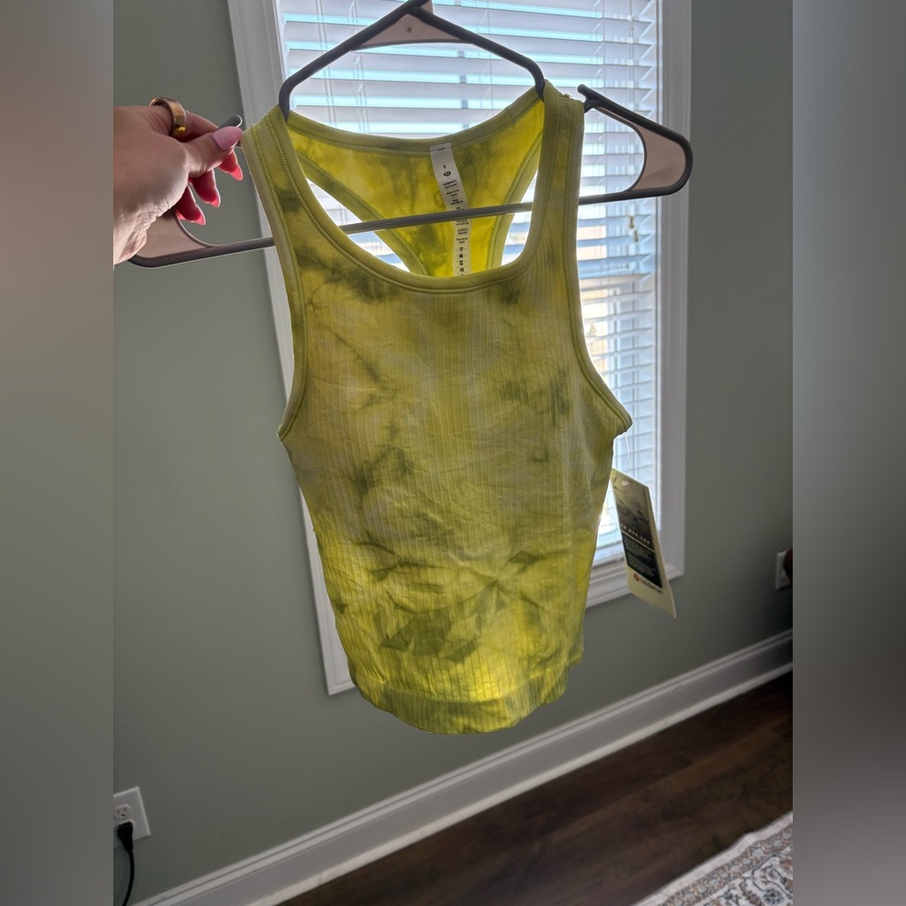 Lululemon New with tags - Ebb to Street Racerback crop tank, marble dye size 6